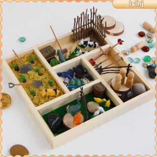 [Lslhj] Montessori ถังขยะ ของเล่นฟาร์มสํารวจ ถาดมอเตอร์ละเอียด ของเล่นถาดทราย สําหรับเด็กผู้หญิง