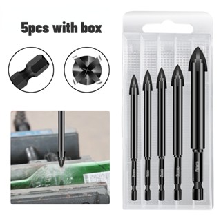 5Pcs Universal Glass Cross Tile Drilling Bit Set Concrete Ceramic Tools Hard Alloy Drill Bit Tip for Woodwork