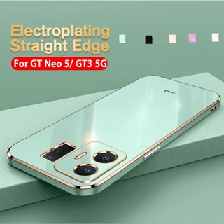 For Realme GT Neo 5 Case Luxury Straight Edge Electroplated Cover For GT Neo5 Neo3 gt3 Shockproof Soft Bumper Cover