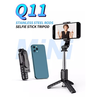 Q11 ขาตั้งกล้องไม้เซลฟี่ พร้อมรีโมตคอนโทรลไร้สาย พับได้ Monopods 360 ° ขาตั้งโทรศัพท์มือถือ หมุนได้ สําหรับ IOS Android