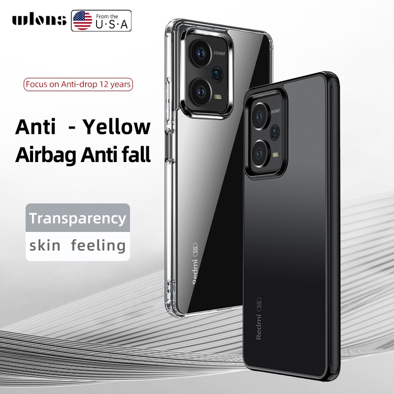 เกราะน้ำแข็ง เคส Redmi Note 12 Pro 5G แข็ง ปลอก โปร่งใส ชัดเจน ปกป้องกล้อง ป้องกันสีเหลือง ปกป้องกล้อง กันกระแทก