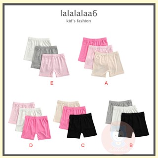 Laa6- กางเกงขาสั้น ผ้ายืด สีพื้น แฟชั่นฤดูร้อน สําหรับเด็กผู้หญิง 3 ชิ้น