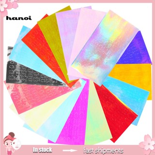 Han_ สติกเกอร์ซีลออโรร่า สีสันสดใส สําหรับตกแต่งเล็บผู้หญิง 16 ชิ้น ต่อชุด