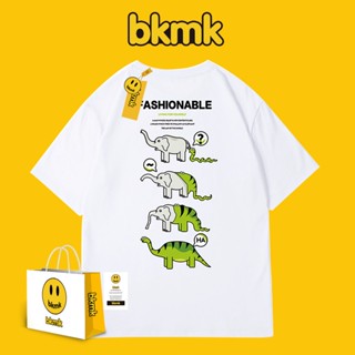 Bkmk เสื้อยืด แขนสั้น ครึ่งแขน ผ้าฝ้าย สไตล์สตรีท เหมาะกับฤดูร้อน สําหรับผู้ชาย