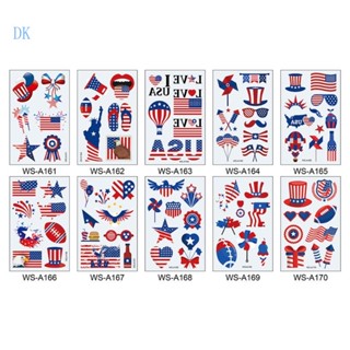 Dk รอยสัก ลาย Fourth of July หลายสไตล์ USA Independence Day 4 กรกฎาคม สําหรับตกแต่ง