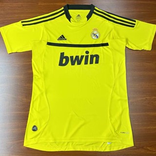 เสื้อกีฬาแขนสั้น ลายทีมฟุตบอล Real Madrid สีเหลือง แนวเรโทร ไซซ์ S - XXL 11-12 สําหรับผู้ชาย