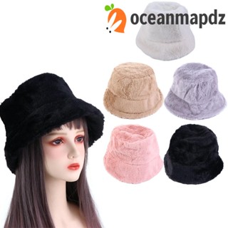 OCEANMAPDZ หมวกบักเก็ต แบบหนา ให้ความอบอุ่น เหมาะกับใส่ตกปลากลางแจ้ง แฟชั่นฤดูหนาว สําหรับผู้หญิง