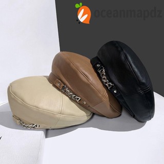 OCEANMAPDZ หมวกเบเร่ต์ หมวกบีนนี่ หรูหรา สไตล์เกาหลี พังก์ เหมาะกับฤดูใบไม้ร่วง ฤดูหนาว สําหรับผู้หญิง