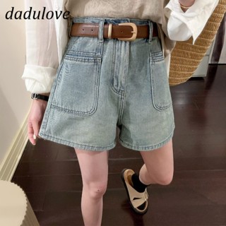 DaDulove💕 New Korean Version of INS Retro Large Pocket Denim Shorts Niche High Waist A- line Pants Large Size Hot Pants