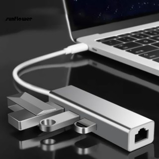 Sf_ อะแดปเตอร์ฮับ USB 3.0 4 พอร์ต เป็นอีเธอร์เน็ต ปลั๊กแอนด์เพลย์ สําหรับ MacBook