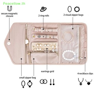Peacellow ม้วนเก็บเครื่องประดับ สร้อยคอ ต่างหู แบบพกพา พับได้ สําหรับเดินทาง TH