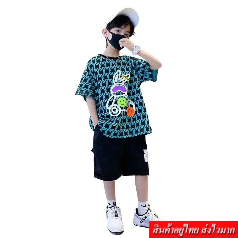 COCO ชุดเซ็ต 2 ชิ้นเด็กผู้ชาย เสื้อแขนสั้น+กางเกงขาสั้น รุ่น A8500