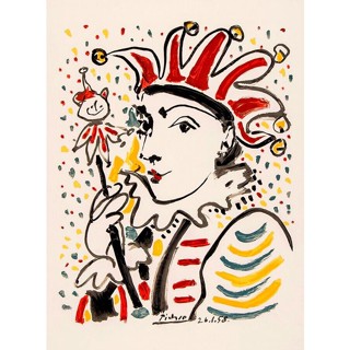 โปสเตอร์ผ้าใบ พิมพ์ลาย Pablo Picasso harlequin Art สําหรับตกแต่งผนังบ้าน