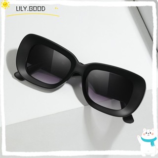 LILY แว่นตากันแดดแฟชั่น ทรงสี่เหลี่ยมผืนผ้า กัน UV400 สไตล์พังก์