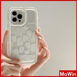 Mowin - เข้ากันได้สำหรับ เคสไอโฟน เคสไอโฟน11 เคส iphone 11 กรอบรูปถุงลมนิรภัยเคสโทรศัพท์ TPU นุ่มใสกันกระแทกป้องกันดอกไม้สีขาวเรียบง่ายเข้ากันได้กับ iPhone 13 Pro max 12 Pro Max 11 xr xs 7 8