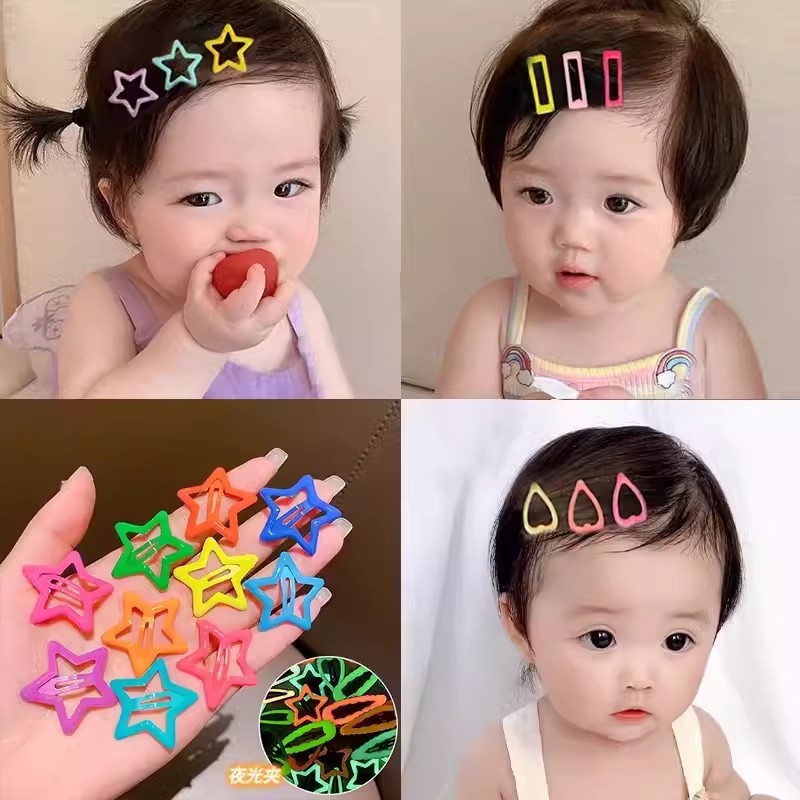 Y2k กิ๊บติดผมโลหะเรืองแสง หลากสี อินเทรนด์ / กิ๊บติดผมหน้าม้าด้านข้าง สําหรับผู้หญิง / สีลูกกวาด น่ารัก เรียบง่าย ดาวห้าแฉก สําหรับเด็ก