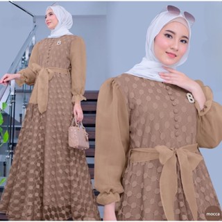 Ratna Dress Gamis Muslim ชุดเดรสสั้น เนื้อแมตต์ ลายจุด สไตล์โมเดิร์น พรีเมี่ยม