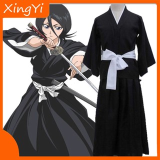 ชุดคอสเพลย์ ชุดกิโมโน การ์ตูนอนิเมะ Bleach Kuchiki Rukia สีดํา