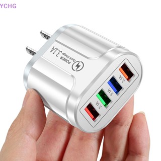 Ychg อะแดปเตอร์ชาร์จ USB 4 พอร์ต ปลั๊ก EU US สําหรับชาร์จโทรศัพท์มือถือ