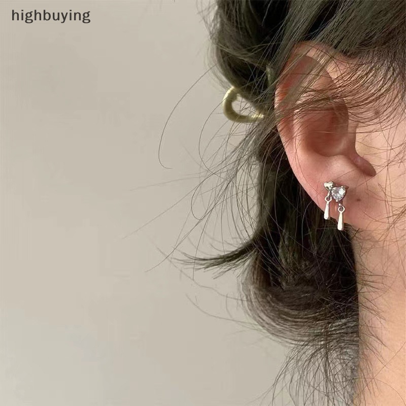 [highbuying] 1 คู่ ผู้หญิง สีเงิน พลอยเทียม หัวใจ ต่างหูสตั๊ด แฟชั่นเกาหลี พังก์ ต่างหู เครื่องประดับ ของขวัญ สําหรับผู้หญิง สินค้าใหม่