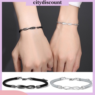 &lt;citydiscount&gt; สร้อยข้อมือแหวนเงิน ประดับจี้รูปหัวใจ หรูหรา โรแมนติก สําหรับคู่รัก