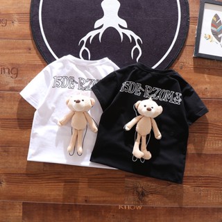 เสื้อยืด พิมพ์ลายการ์ตูนน่ารัก เรียบง่าย มีสไตล์ สําหรับเด็กผู้ชาย