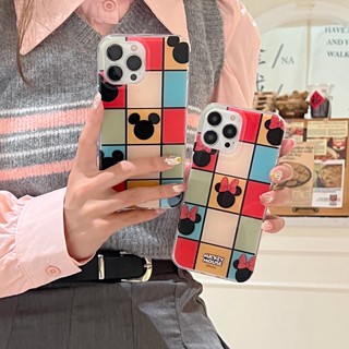 เคสโทรศัพท์มือถือ กันกระแทก ลายมิกกี้ มินนี่เมาส์ กระดานหมากรุก สองด้าน สําหรับ Apple IPhone 14 13 12 11 Pro Max