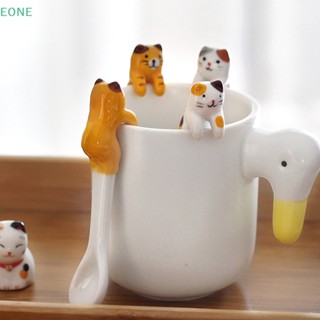 Eone ช้อนกาแฟเซรามิค ลายการ์ตูนแมวน่ารัก ของขวัญ สําหรับห้องครัว