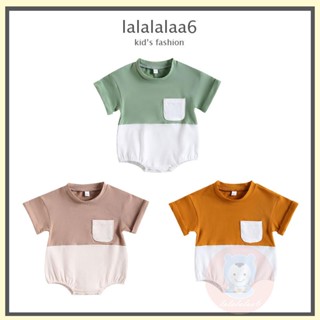 Laa6- ชุดรอมเปอร์ แขนสั้น คอกลม สีพื้น ลําลอง แฟชั่นฤดูร้อน สําหรับเด็ก