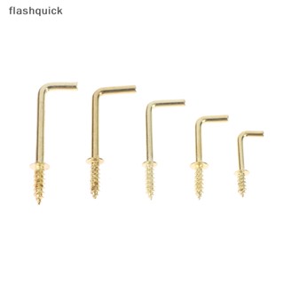 Flashquick ตะขอแขวนแก้ว รูปตัว L สกรูมุมขวา 5 แบบ โลหะผสมเหล็กคาร์บอน สีเหลือง ทอง 20 ชิ้น