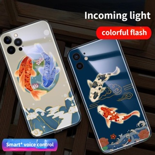 Mg เคสโทรศัพท์มือถือ LED ลายปลาคาร์พ สีเขียว สําหรับ Huawei P30pro P50pro P40pro+ Honor50pro nova11pro mate50Pro 30Epro nova7se 8se mate40Pro HonorX7 X8 70Pro