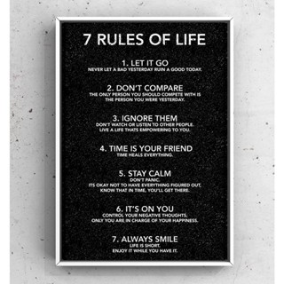Rules of Life โปสเตอร์คําคมสร้างแรงบันดาลใจ สําหรับตกแต่งผนัง