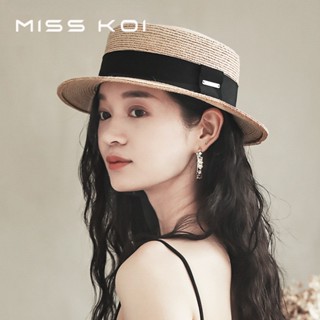 Misskoi [พร้อมส่ง] หมวกฟางแบน ขนาดเล็ก เข้ากับทุกการแต่งกาย แฟชั่นฤดูใบไม้ผลิ และฤดูร้อน สไตล์ญี่ปุ่นเรโทร สําหรับผู้หญิง