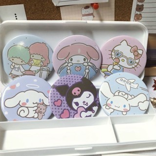 กระจกทรงกลม ขนาดเล็ก แบบพกพา ลายการ์ตูน Sanrio แบบสร้างสรรค์ สําหรับเด็กผู้หญิง