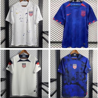 เสื้อกีฬาแขนสั้น ลายทีมชาติฟุตบอล USA Jersey 23-24 Fans Version Home Away 2022 World Cup USA ชุดเหย้า สําหรับผู้ชาย และผู้ใหญ่ ไซซ์ S-2XL