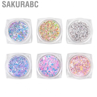 Sakurabc Glitter Dust Sand  Shining Sugar Effect DIY Portable Delicate 6 Box Decoration Unique for Salon Nail Artist