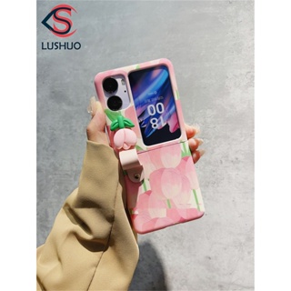 Lushuo เคสโทรศัพท์มือถือแฟชั่น ลายดอกไม้ ดอกทิวลิป 3D ฝาพับ สําหรับ OPPO Find N2 findn2