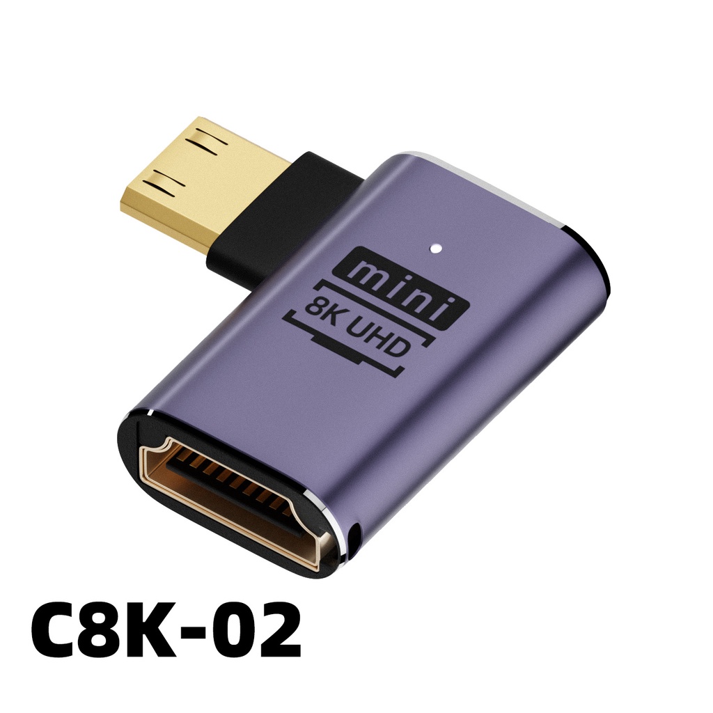 ตัวแปลง Micro/Mini HDMI HDMI C D-Type ชายหญิงอะแดปเตอร์ HD รองรับ HD 8K @ 60HZ HDMI2.1 ข้อศอกตรงชายหญิง