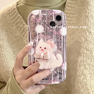 เคสป้องกันโทรศัพท์มือถือ ลายแมว ประดับโบว์ กันกระแทก สําหรับ Apple Iphone 14promax 13 12 11 14pro 13pro 14