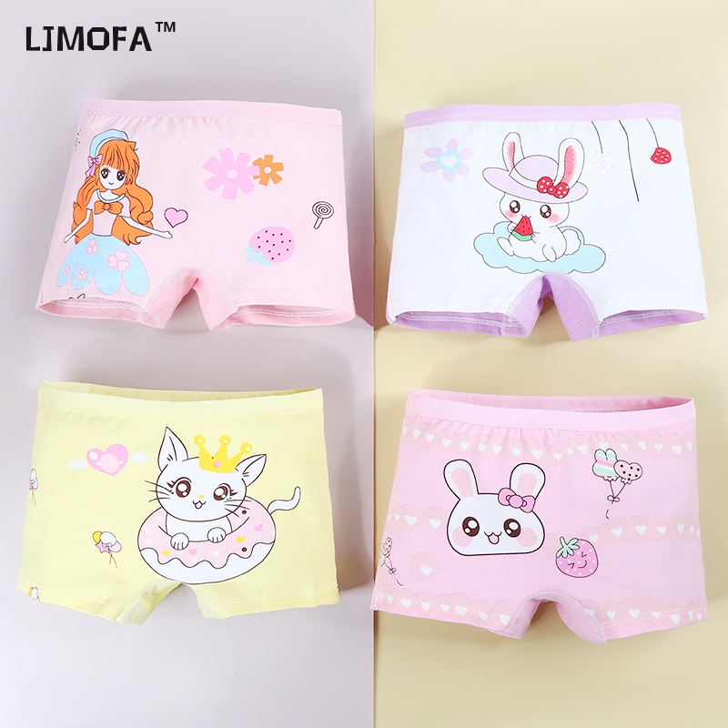 Ljmofa KIDS 1-9 ปี 4 แพ็คพร้อมส่ง กางเกงชั้นใน ผ้าฝ้าย ลายการ์ตูนเจ้าหญิง ใส่สบาย แฟชั่น สําหรับเด็กผู้หญิง อายุ
