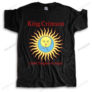 ร้อน a ถูกสุดๆเสื้อยืดลําลอง ผ้าฝ้าย แขนสั้น พิมพ์ลาย KING CRIMSON LARKS TONGUES IN ASPIC Homme สีดํา หรูหรา แฟชั่นฤดูร้