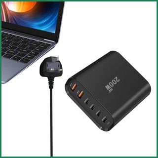 ฮับชาร์จ USB C 200W PD 6 พอร์ต ชาร์จเร็ว สําหรับแล็ปท็อป juath