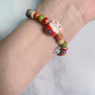 พร้อมส่ง สร้อยข้อมือเซรามิค แฮนด์เมด ลายแมวนําโชคน่ารัก สไตล์วินเทจ แฟชั่นฤดูร้อน สําหรับผู้หญิง นักเรียน แฟนสาว