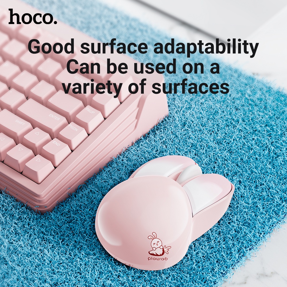 HOCO M6 อัพเกรด เมาส์ไร้สายน่ารักเมาส์เงียบไร้สาย 1200 DPI สําหรับคอมพิวเตอร์แล็ปท็อป PC 2.4G เมาส์เงียบไร้สายสําหรับแล็ปท็อป PC แท็บเล็ตโน้ตบุ๊คพร้อมแบตเตอรี่