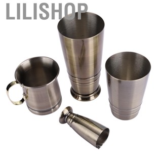 Lilishop 3Pcs Bronze Color Stainless Steel Boston Cocktail Shaker Measuring Cup Set