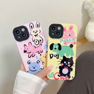 เคสโทรศัพท์มือถือ พลาสติกแข็ง ลายกราฟฟิตี้หมี ลูกสุนัขน่ารัก สําหรับ iPhone 12 13 14 Pro Max 11 2in1