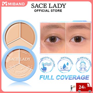 พร้อมส่ง Sace Lady คอนซีลเลอร์สามสีกันน้ำน้ำหนักเบาสำหรับปกปิดรอยคล้ำใต้ตา รอยสิว คอนซีลเลอร์พาเลทรองพื้น Natural Face Makeup Female 15g