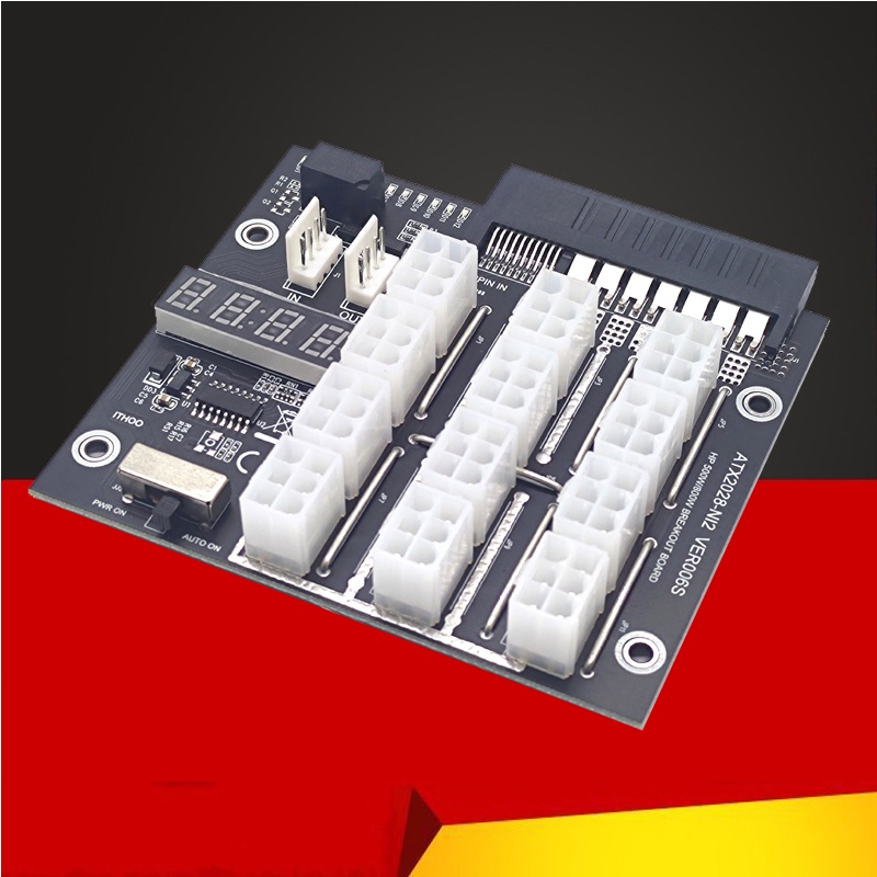 Mining Breakout Board 12 พอร์ต 6Pin Connector จอแสดงผล LED 12V โมดูลสําหรับ HP 500W 800W 1400W 1600W