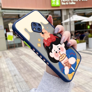 เคสโทรศัพท์มือถือแบบแข็ง ใส กันกระแทก ขอบสี่เหลี่ยม ลายการ์ตูนชานม สําหรับ VIVO S5 S6