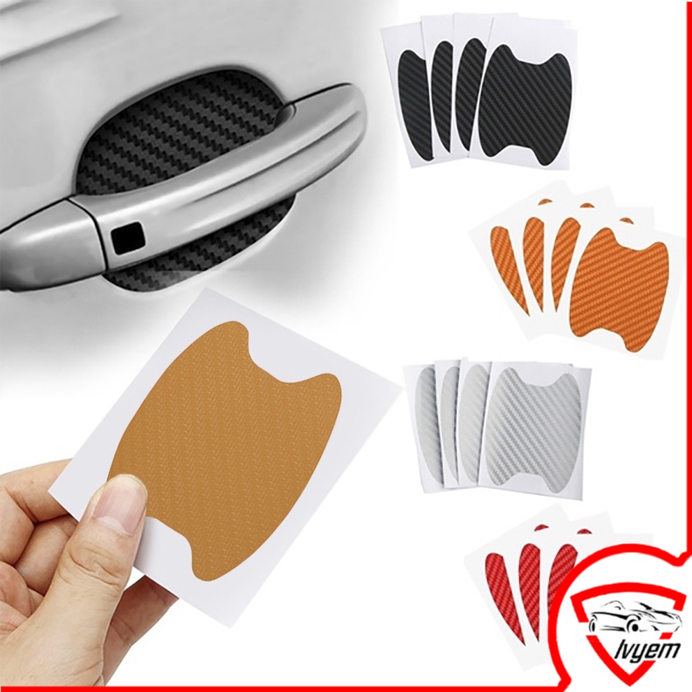4ชิ้น/เซ็ตรถสติกเกอร์ประตูคาร์บอนไฟเบอร์รอยขีดข่วนทนปกอัตโนมัติจับฟิล์มป้องกันภายนอกอุปกรณ์จัดแต่งทรงผมรถ